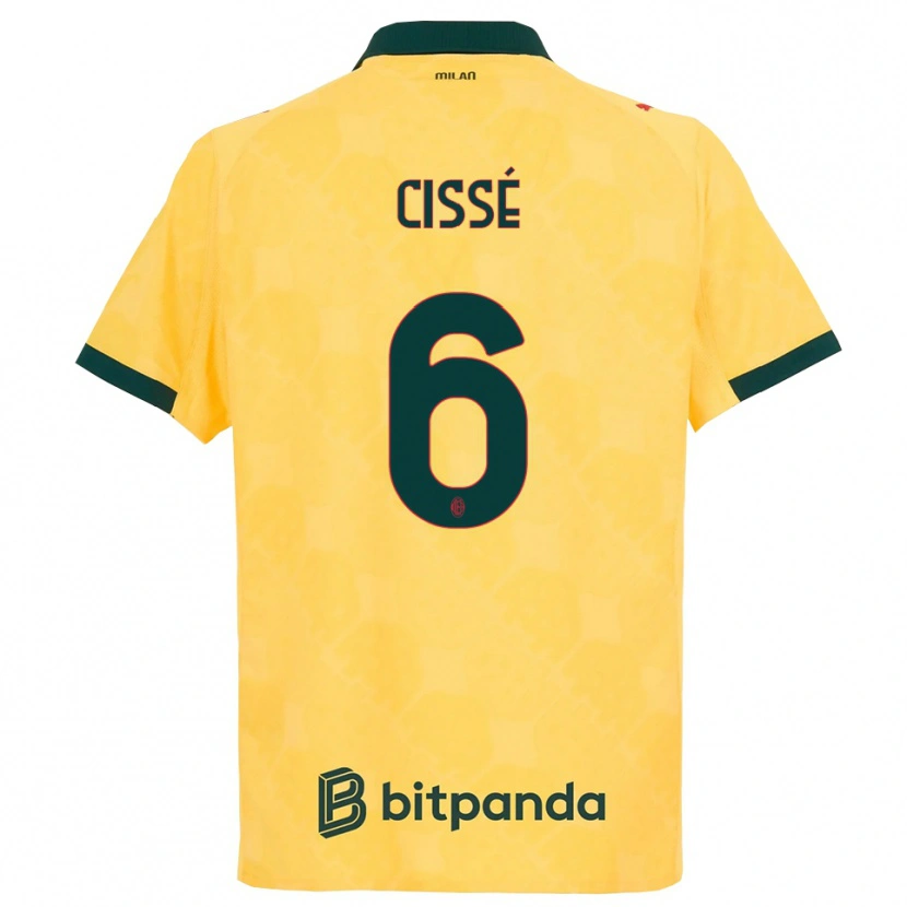 Danxen Mujer Camiseta Maiga-Hamadoun Cissé #6 Amarillo Negro Equipación Tercera 2025/26 La Camisa