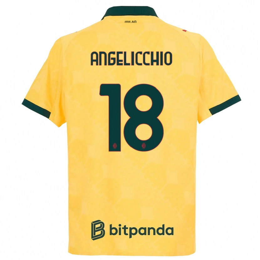 Danxen Mujer Camiseta Mattia Angelicchio #18 Amarillo Negro Equipación Tercera 2025/26 La Camisa