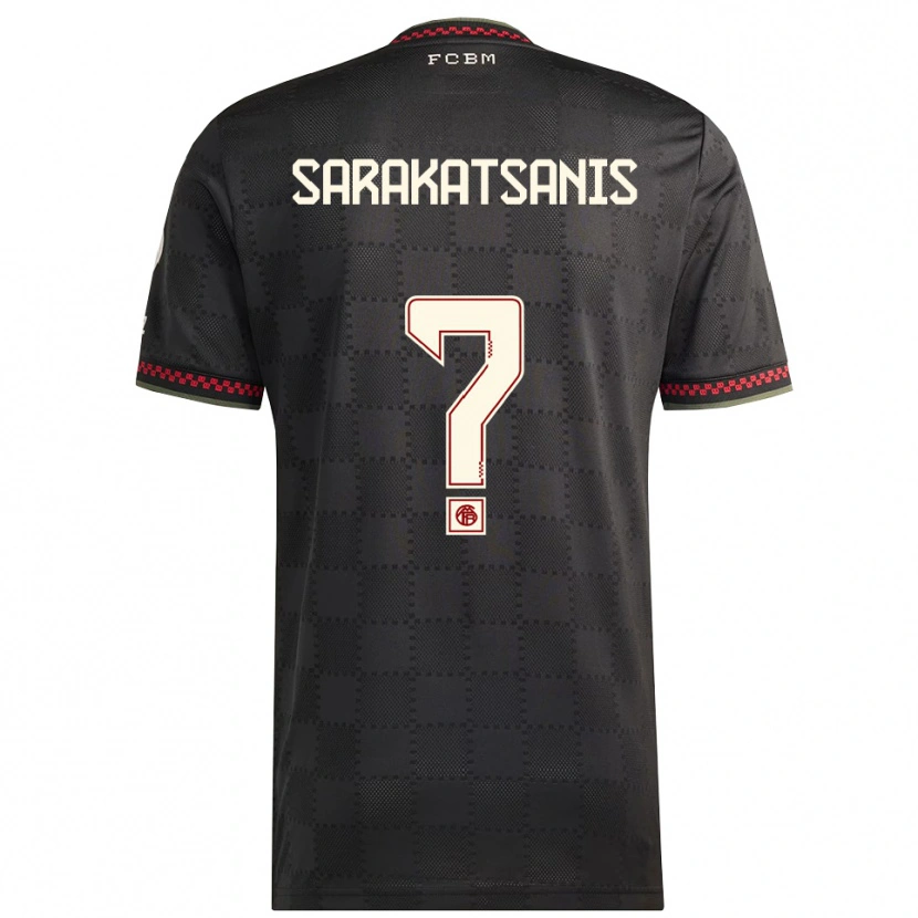 Danxen Mujer Camiseta Angelos Sarakatsanis #0 Negro Blanco Equipación Tercera 2025/26 La Camisa