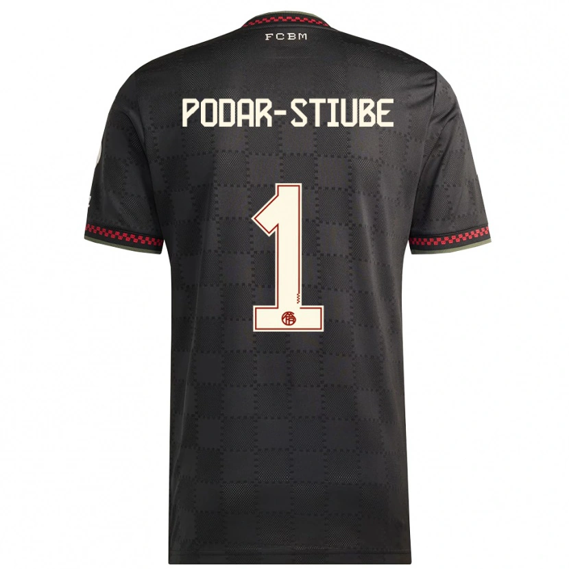 Danxen Mujer Camiseta David Podar-Stiube #1 Negro Blanco Equipación Tercera 2025/26 La Camisa