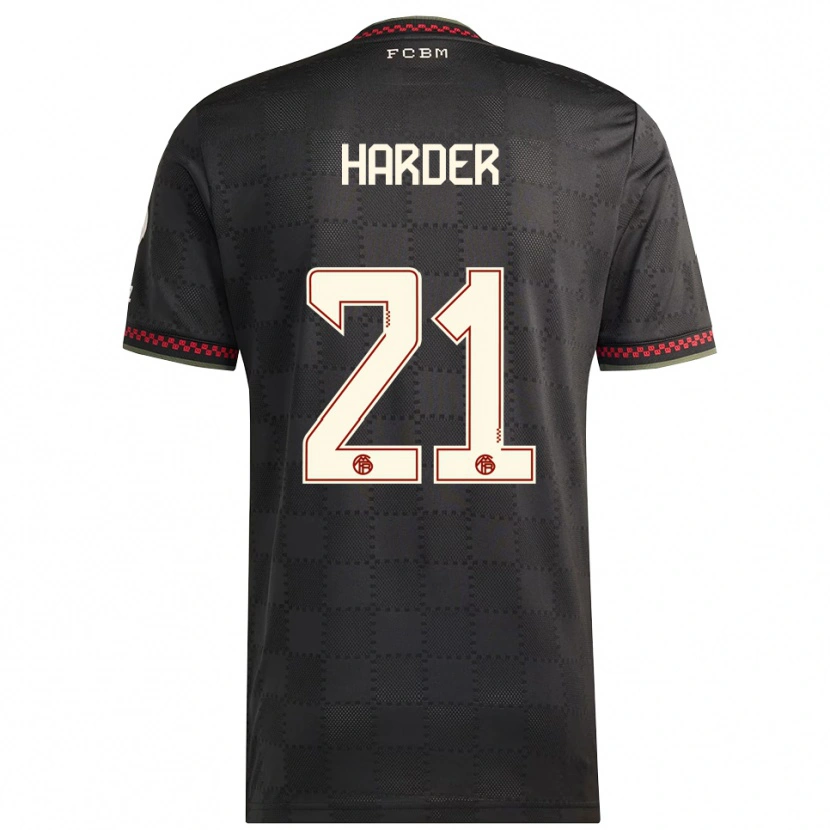 Danxen Mujer Camiseta Pernille Harder #21 Negro Blanco Equipación Tercera 2025/26 La Camisa