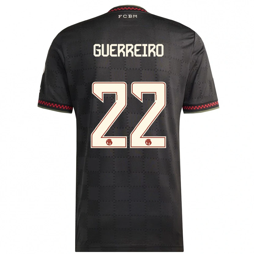 Danxen Mujer Camiseta Raphaël Guerreiro #22 Negro Blanco Equipación Tercera 2025/26 La Camisa