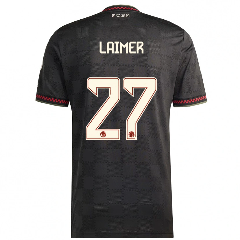 Danxen Mujer Camiseta Konrad Laimer #27 Negro Blanco Equipación Tercera 2025/26 La Camisa