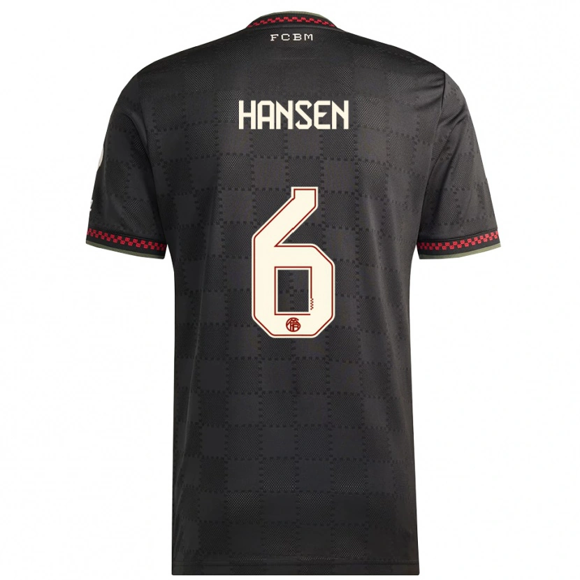 Danxen Mujer Camiseta Tuva Hansen #6 Negro Blanco Equipación Tercera 2025/26 La Camisa