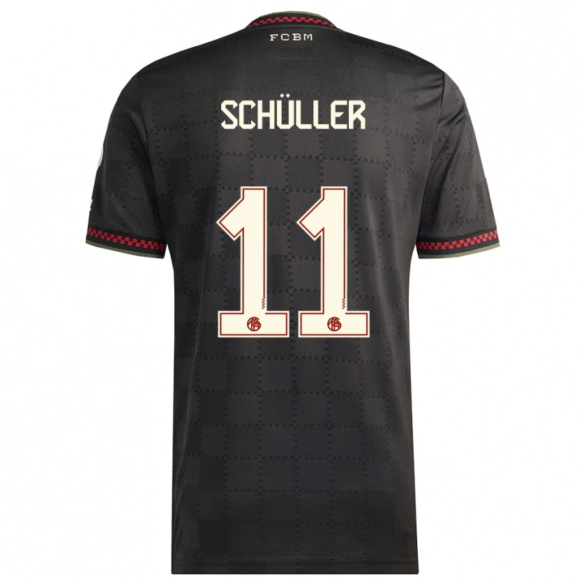 Danxen Mujer Camiseta Lea Schüller #11 Negro Blanco Equipación Tercera 2025/26 La Camisa