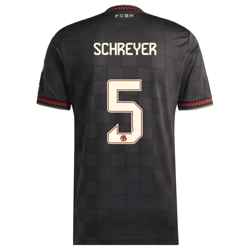 Danxen Mujer Camiseta Tim Schreyer #5 Negro Blanco Equipación Tercera 2025/26 La Camisa