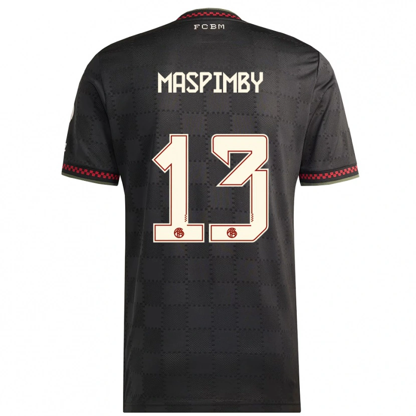 Danxen Mujer Camiseta Thibault Maspimby #13 Negro Blanco Equipación Tercera 2025/26 La Camisa