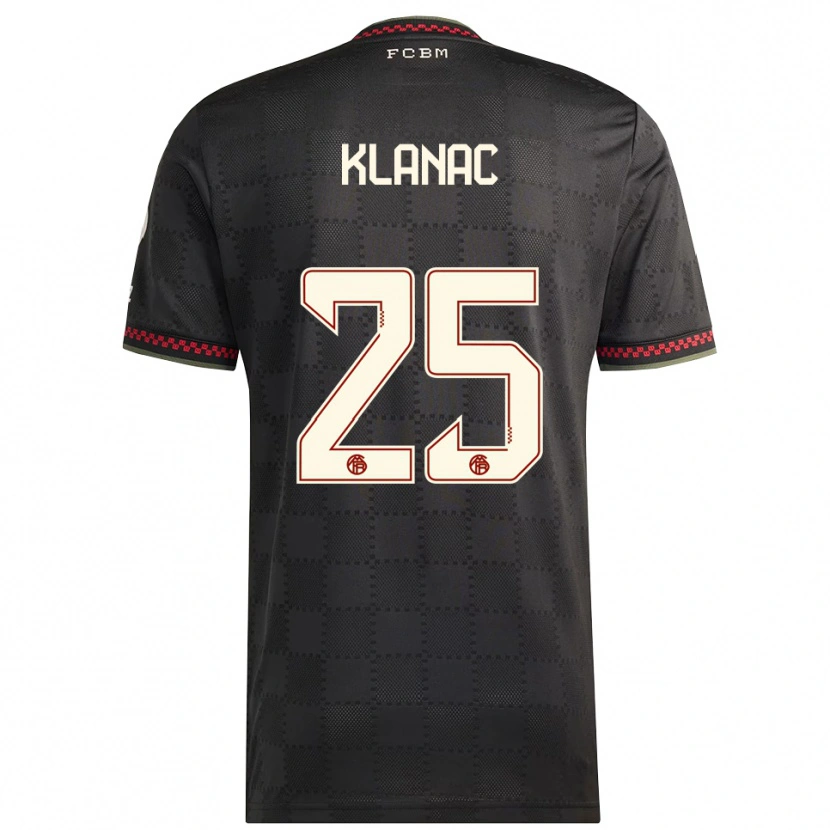 Danxen Mujer Camiseta Luka Klanac #25 Negro Blanco Equipación Tercera 2025/26 La Camisa
