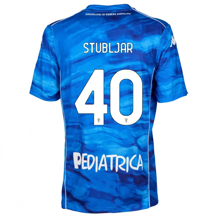Danxen Niño Camiseta Lovro Stubljar #40 Azul Blanco 1ª Equipación 2025/26 La Camisa