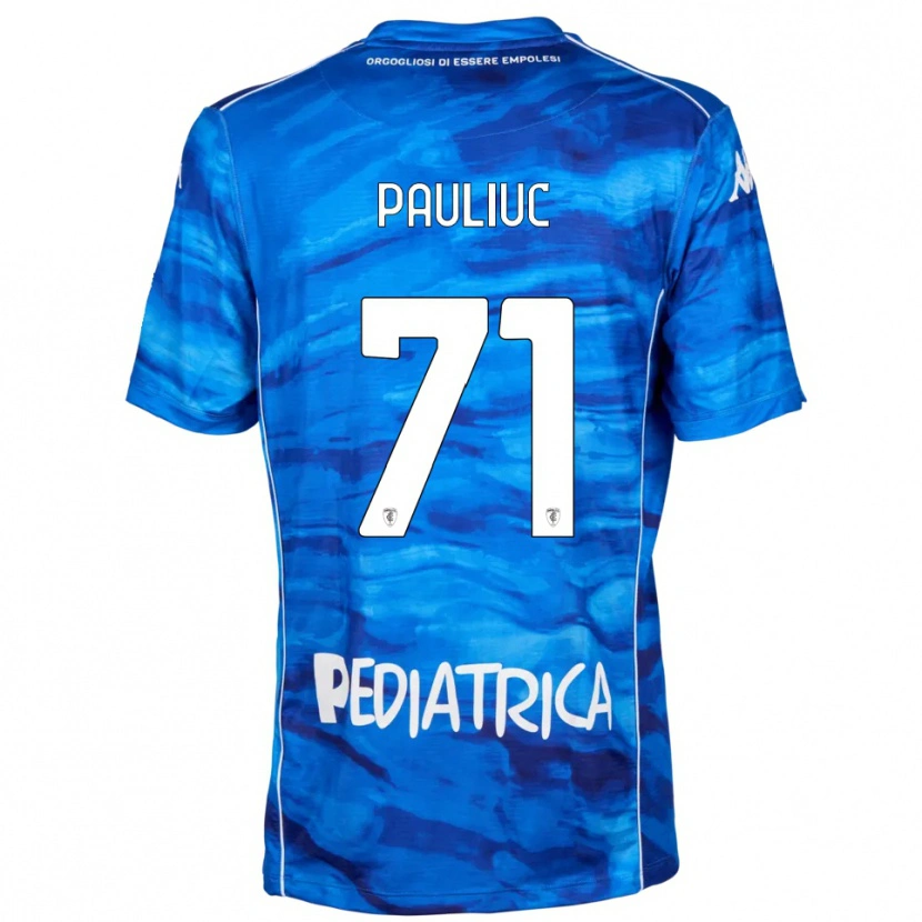 Danxen Niño Camiseta Nicolò Pauliuc #71 Azul Blanco 1ª Equipación 2025/26 La Camisa