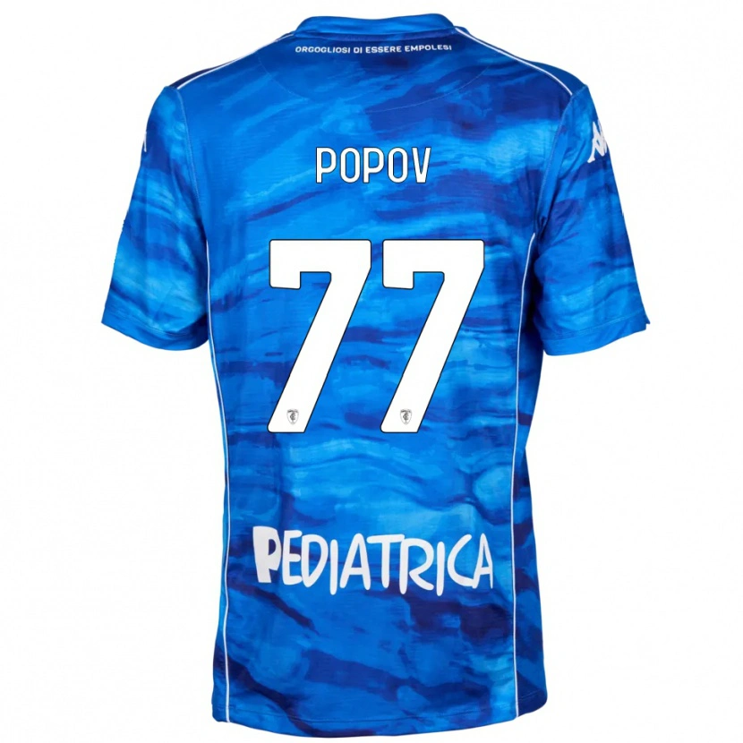 Danxen Niño Camiseta Bogdan Popov #77 Azul Blanco 1ª Equipación 2025/26 La Camisa