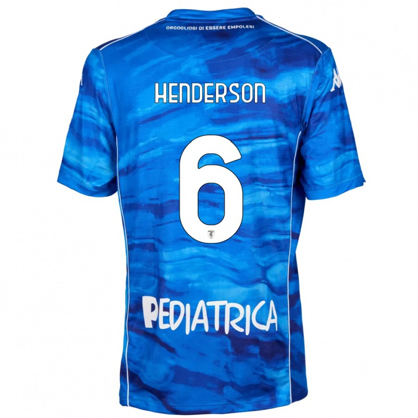 Danxen Niño Camiseta Liam Henderson #6 Azul Blanco 1ª Equipación 2025/26 La Camisa