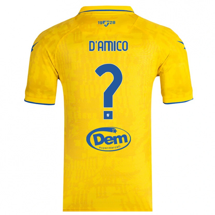Danxen Niño Camiseta Cristiano D'amico #0 Amarillo Azul 1ª Equipación 2025/26 La Camisa