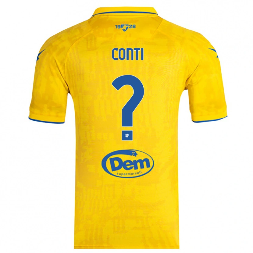 Danxen Niño Camiseta Michelangelo Conti #0 Amarillo Azul 1ª Equipación 2025/26 La Camisa
