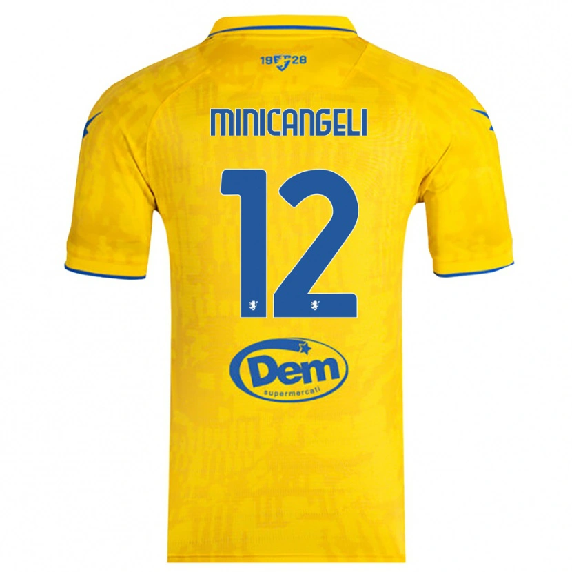 Danxen Niño Camiseta Francesco Minicangeli #12 Amarillo Azul 1ª Equipación 2025/26 La Camisa
