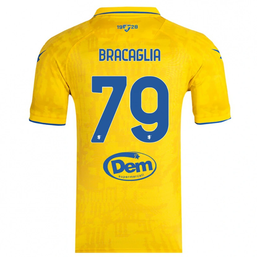 Danxen Niño Camiseta Gabriele Bracaglia #79 Amarillo Azul 1ª Equipación 2025/26 La Camisa