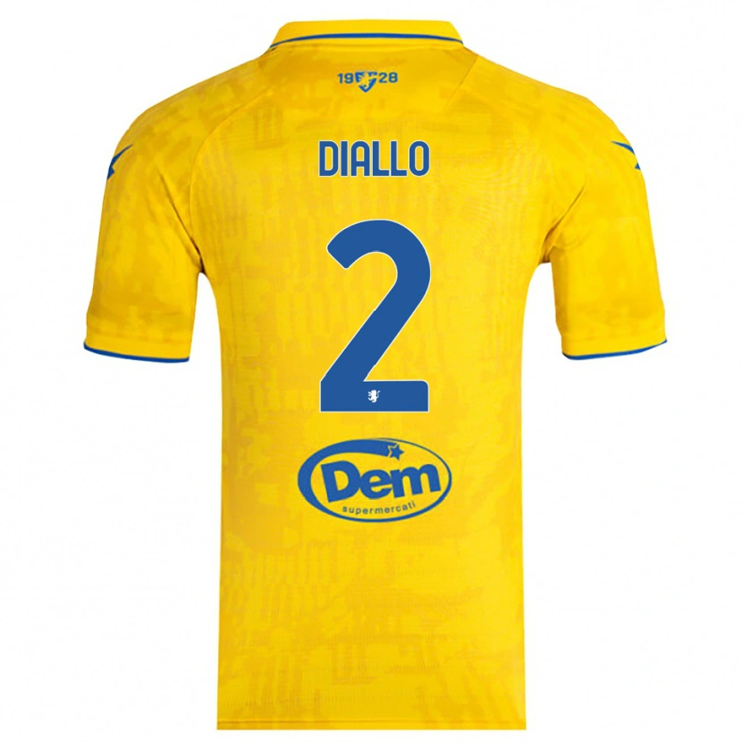 Danxen Niño Camiseta Abdoul Diallo #2 Amarillo Azul 1ª Equipación 2025/26 La Camisa