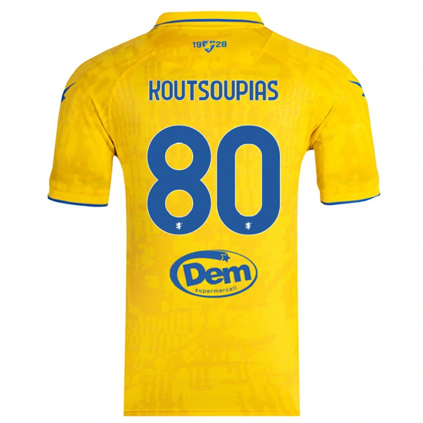 Danxen Niño Camiseta Ilias Koutsoupias #80 Amarillo Azul 1ª Equipación 2025/26 La Camisa