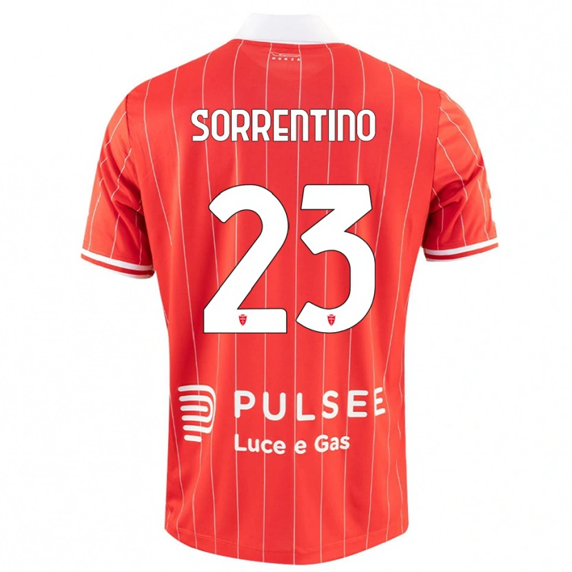 Danxen Niño Camiseta Alessandro Sorrentino #23 Rojo Blanco 1ª Equipación 2025/26 La Camisa