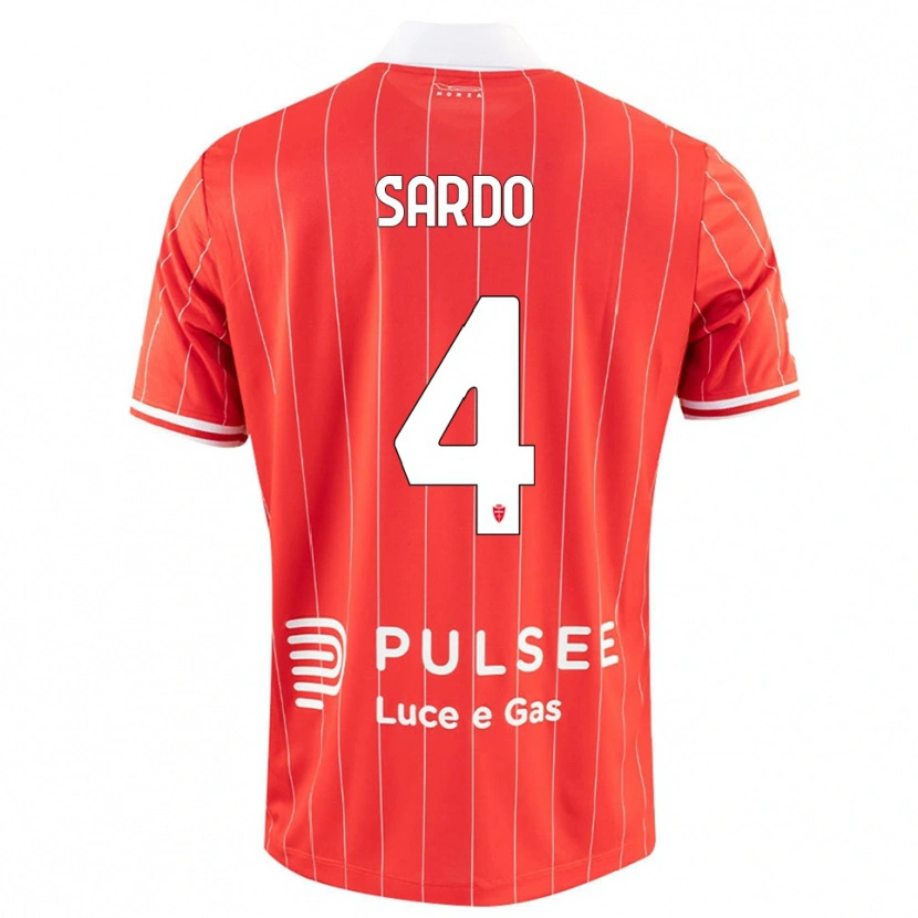 Danxen Niño Camiseta Jacopo Sardo #4 Rojo Blanco 1ª Equipación 2025/26 La Camisa