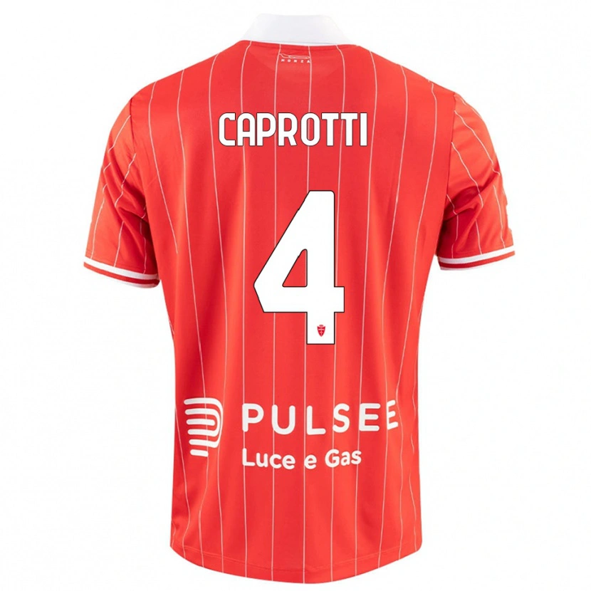 Danxen Niño Camiseta Carlo Caprotti #4 Rojo Blanco 1ª Equipación 2025/26 La Camisa