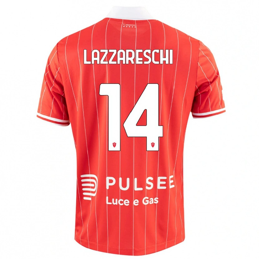 Danxen Niño Camiseta Andrea Lazzareschi #14 Rojo Blanco 1ª Equipación 2025/26 La Camisa