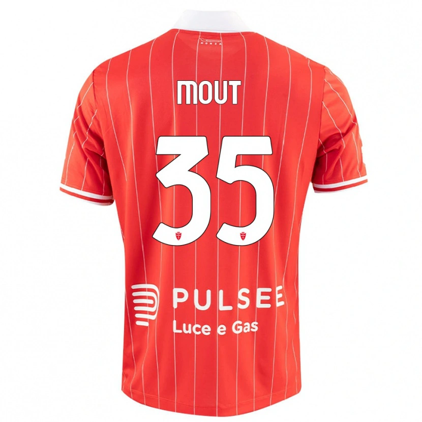 Danxen Niño Camiseta Mathis Mout #35 Rojo Blanco 1ª Equipación 2025/26 La Camisa