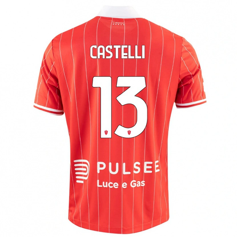 Danxen Niño Camiseta Davide Castelli #13 Rojo Blanco 1ª Equipación 2025/26 La Camisa