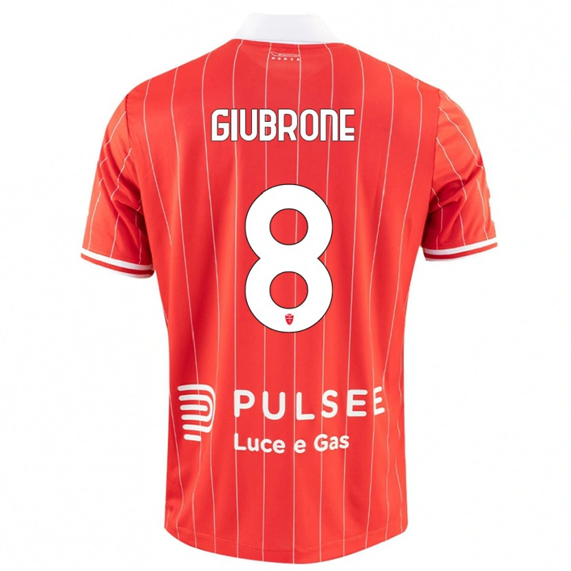 Danxen Niño Camiseta Mario Giubrone #8 Rojo Blanco 1ª Equipación 2025/26 La Camisa