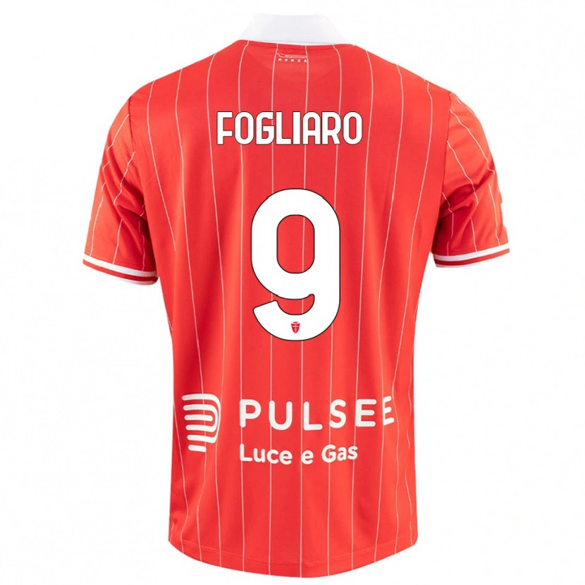 Danxen Niño Camiseta Christian Fogliaro #9 Rojo Blanco 1ª Equipación 2025/26 La Camisa