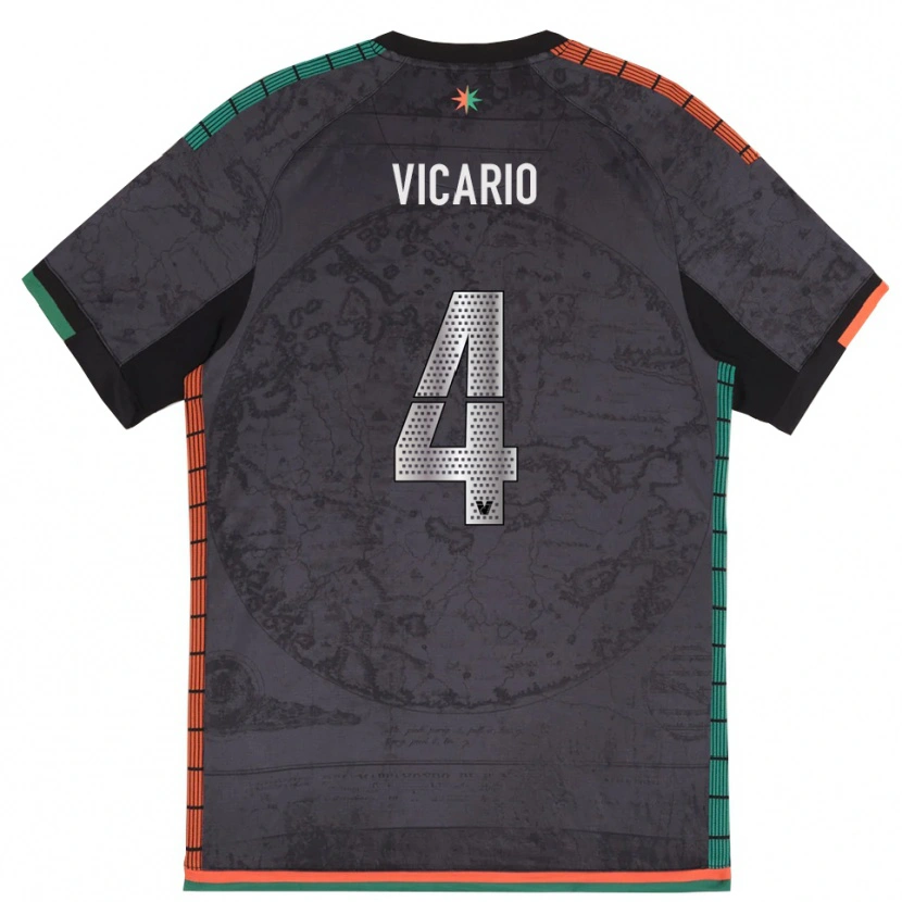 Danxen Niño Camiseta Brando Vicario #4 Gris Oscuro 1ª Equipación 2025/26 La Camisa