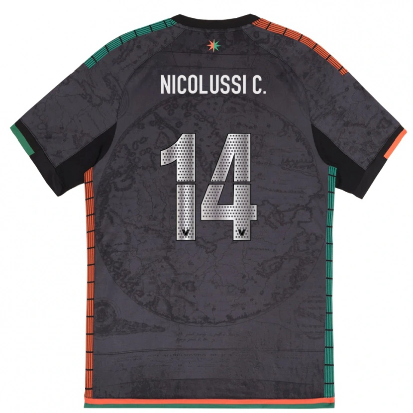Danxen Niño Camiseta Hans Nicolussi Caviglia #14 Gris Oscuro 1ª Equipación 2025/26 La Camisa
