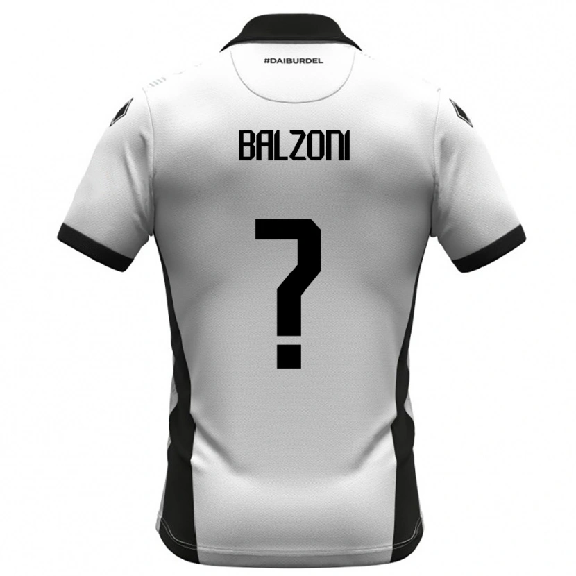 Danxen Niño Camiseta Mattia Balzoni #0 Blanco Negro Naranja 1ª Equipación 2025/26 La Camisa