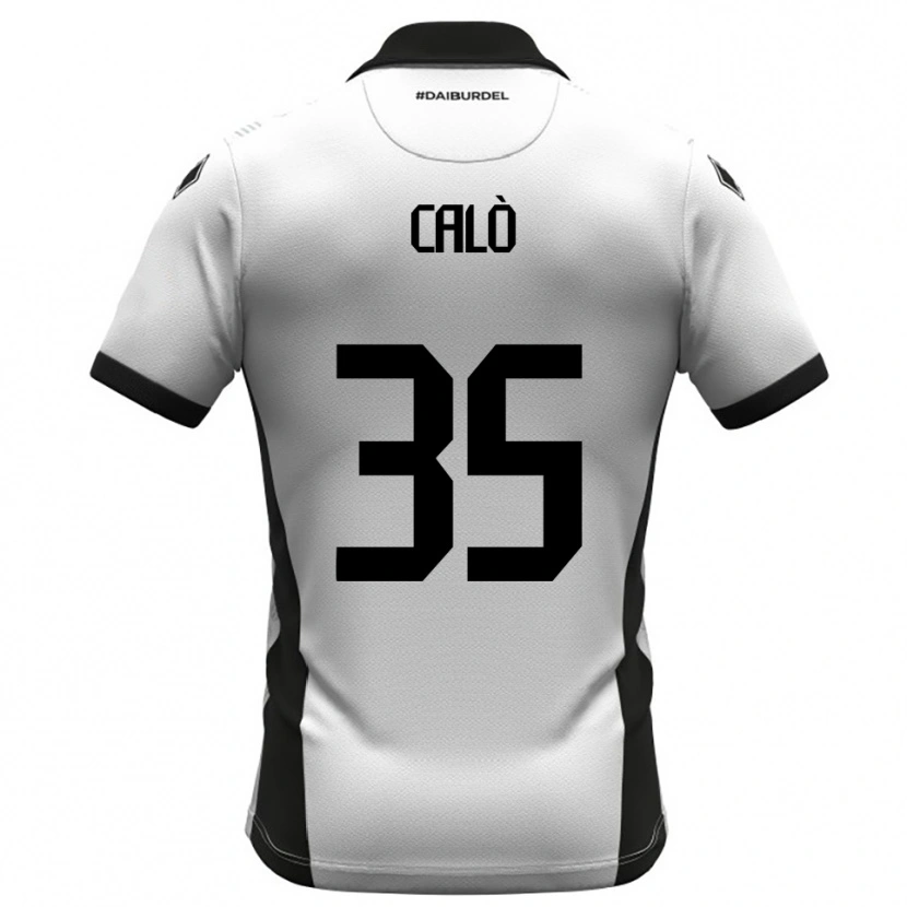 Danxen Niño Camiseta Giacomo Calò #35 Blanco Negro Naranja 1ª Equipación 2025/26 La Camisa