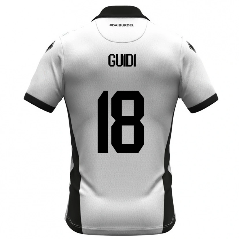Danxen Niño Camiseta Matteo Guidi #18 Blanco Negro Naranja 1ª Equipación 2025/26 La Camisa