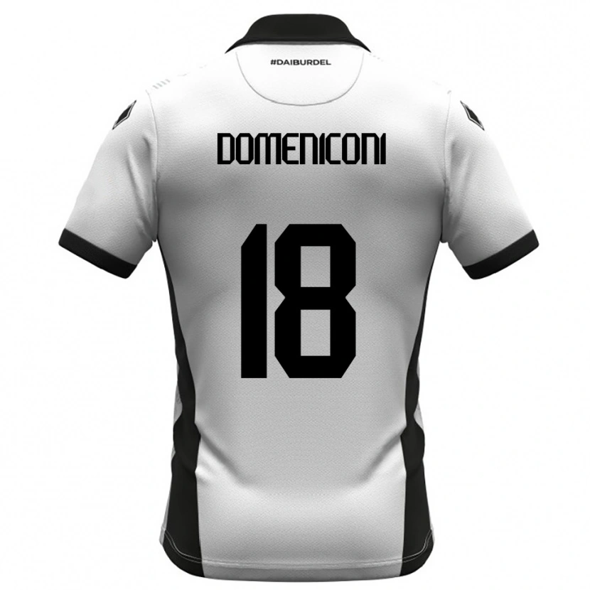 Danxen Niño Camiseta Riccardo Domeniconi #18 Blanco Negro Naranja 1ª Equipación 2025/26 La Camisa