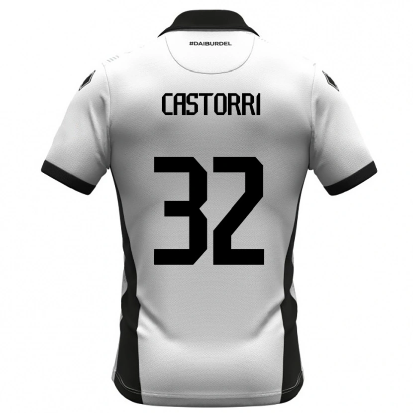 Danxen Niño Camiseta Gianmarco Castorri #32 Blanco Negro Naranja 1ª Equipación 2025/26 La Camisa