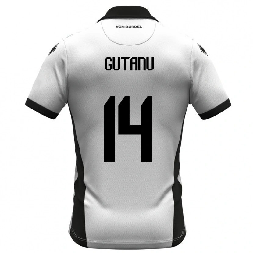 Danxen Niño Camiseta Victor Gutanu #14 Blanco Negro Naranja 1ª Equipación 2025/26 La Camisa