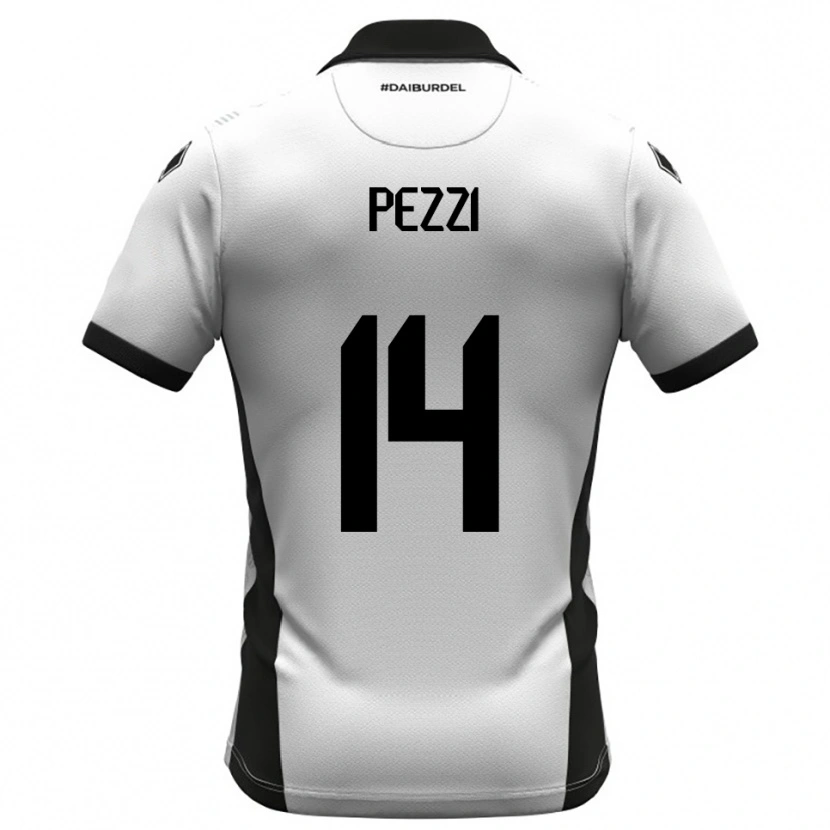 Danxen Niño Camiseta Alessandro Pezzi #14 Blanco Negro Naranja 1ª Equipación 2025/26 La Camisa