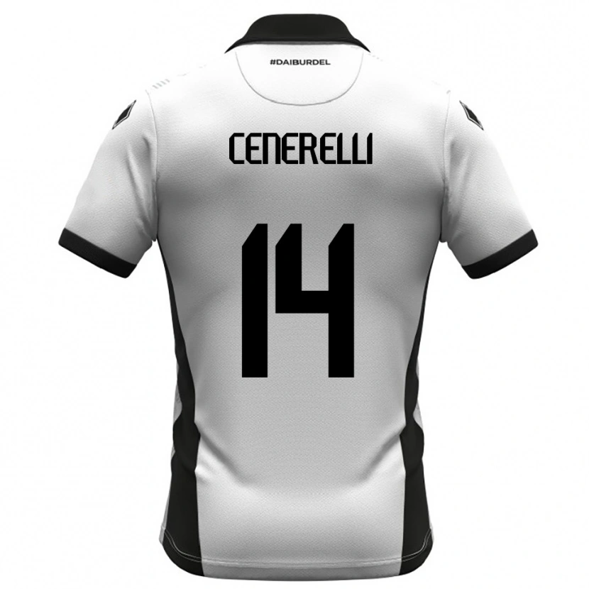 Danxen Niño Camiseta Alessandro Cenerelli #14 Blanco Negro Naranja 1ª Equipación 2025/26 La Camisa