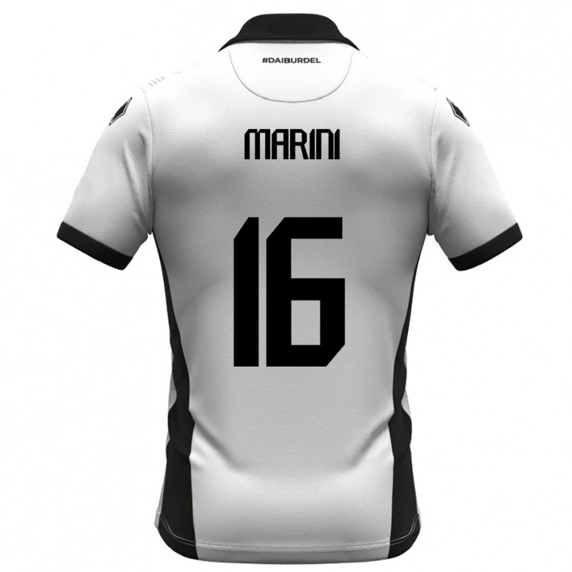 Danxen Niño Camiseta David Marini #16 Blanco Negro Naranja 1ª Equipación 2025/26 La Camisa