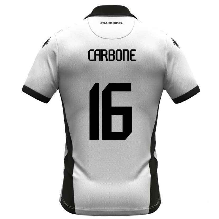 Danxen Niño Camiseta Andrea Carbone #16 Blanco Negro Naranja 1ª Equipación 2025/26 La Camisa