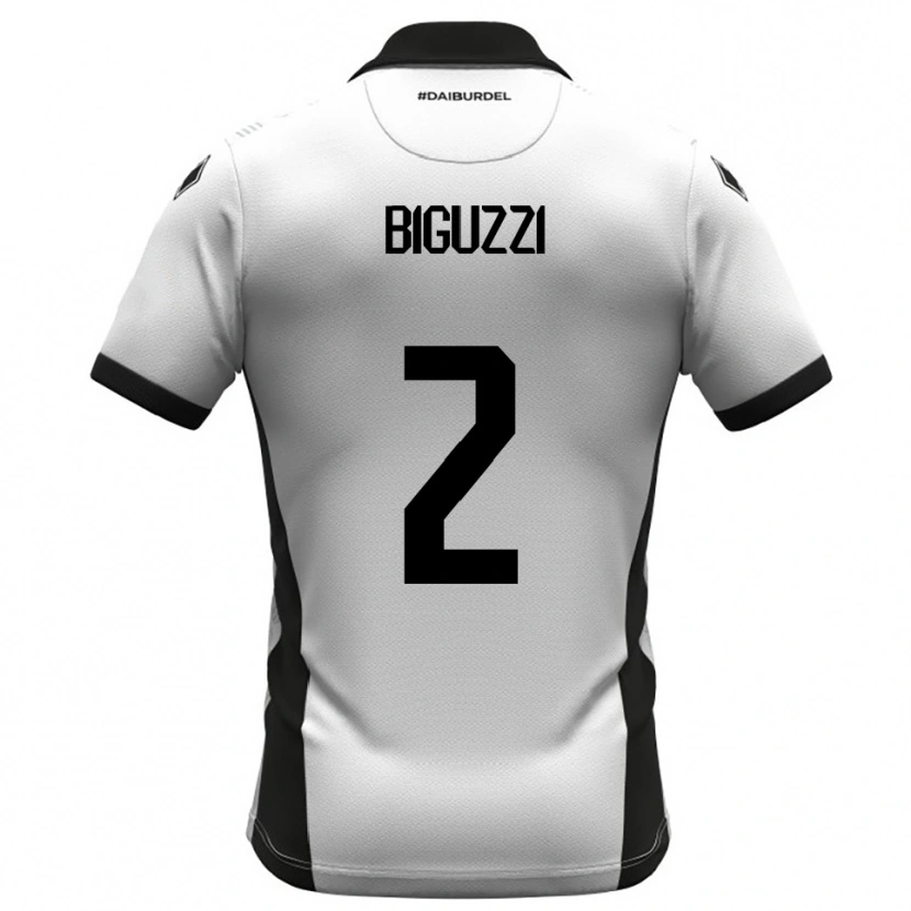 Danxen Niño Camiseta Riccardo Biguzzi #2 Blanco Negro Naranja 1ª Equipación 2025/26 La Camisa
