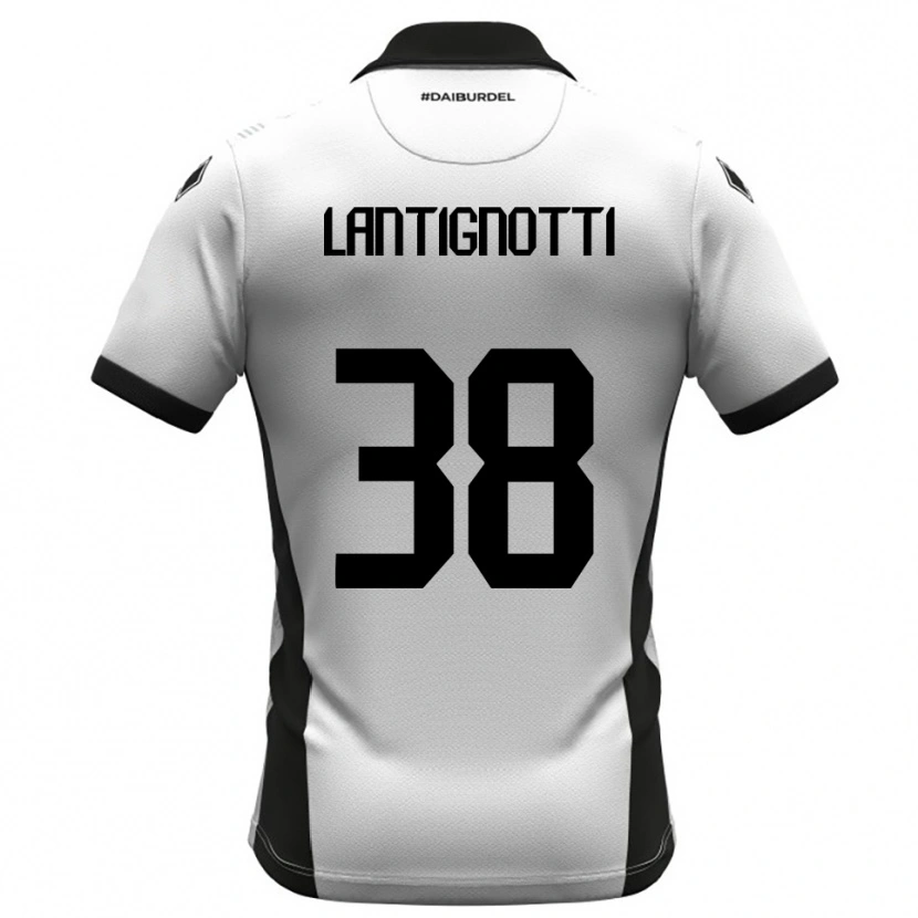 Danxen Niño Camiseta Andrea Lantignotti #38 Blanco Negro Naranja 1ª Equipación 2025/26 La Camisa