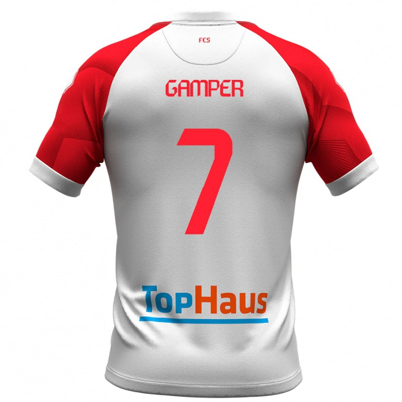 Danxen Niño Camiseta Hannes Gamper #7 Blanco Rojo 1ª Equipación 2025/26 La Camisa