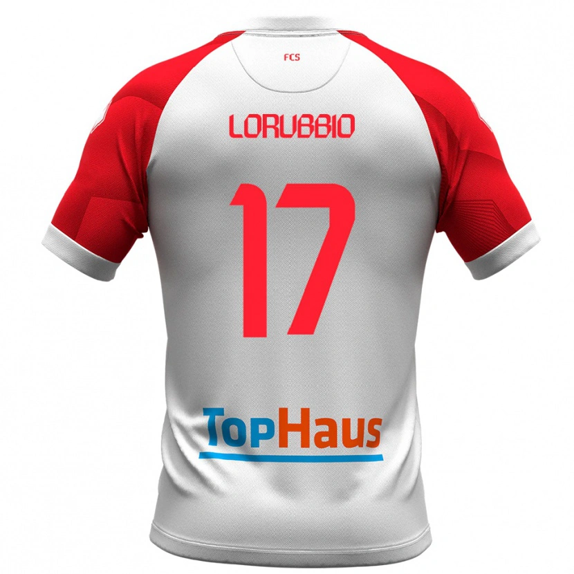 Danxen Niño Camiseta Domenico Lorubbio #17 Blanco Rojo 1ª Equipación 2025/26 La Camisa