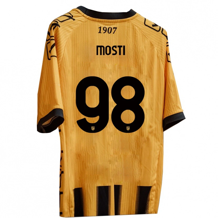 Danxen Niño Camiseta Nicola Mosti #98 Amarillo Negro 1ª Equipación 2025/26 La Camisa
