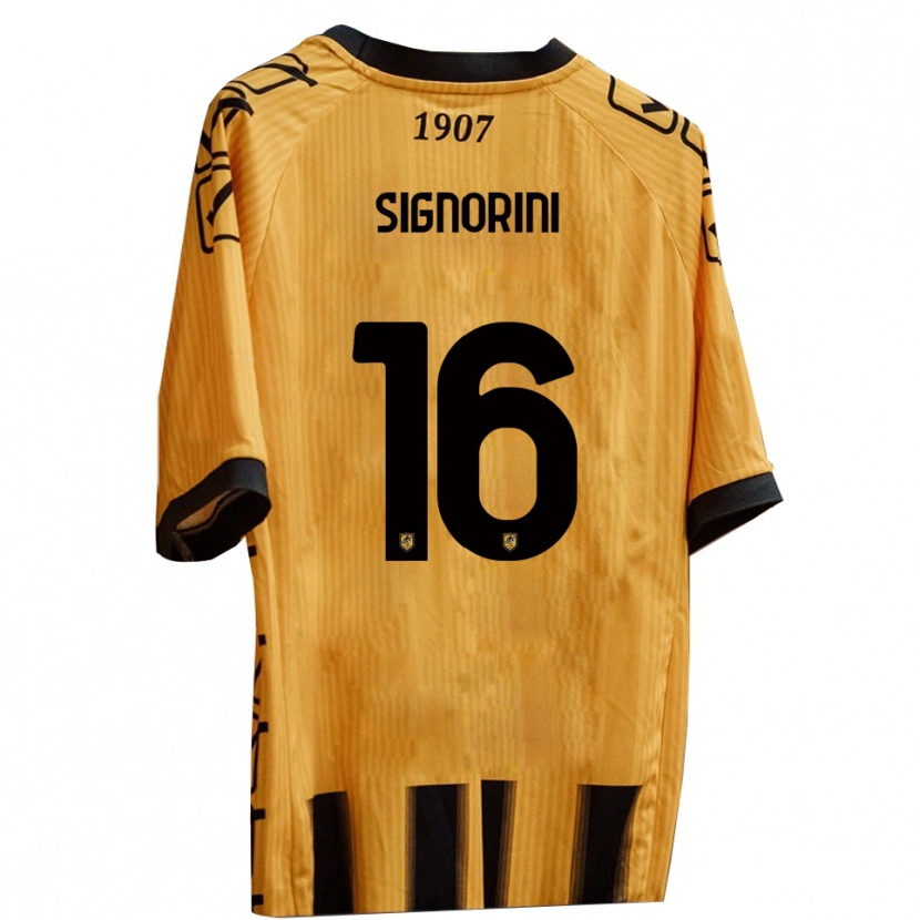 Danxen Niño Camiseta Alessandro Signorini #16 Amarillo Negro 1ª Equipación 2025/26 La Camisa