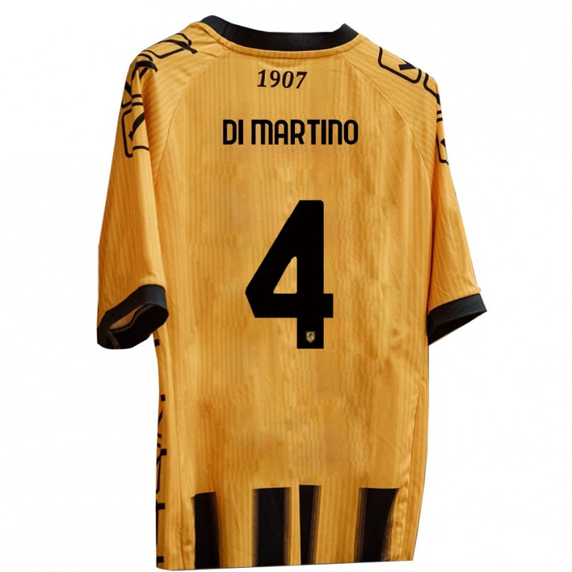 Danxen Niño Camiseta Mattia Di Martino #4 Amarillo Negro 1ª Equipación 2025/26 La Camisa