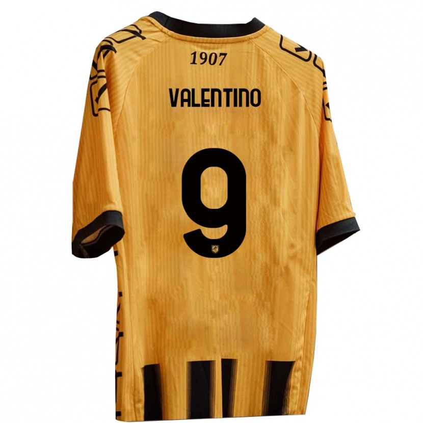 Danxen Niño Camiseta Antonio Valentino #9 Amarillo Negro 1ª Equipación 2025/26 La Camisa